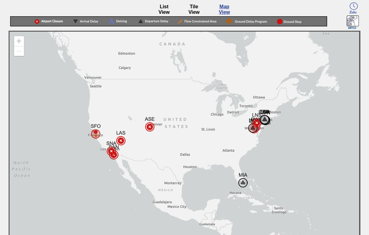 FAA NAS Status Map